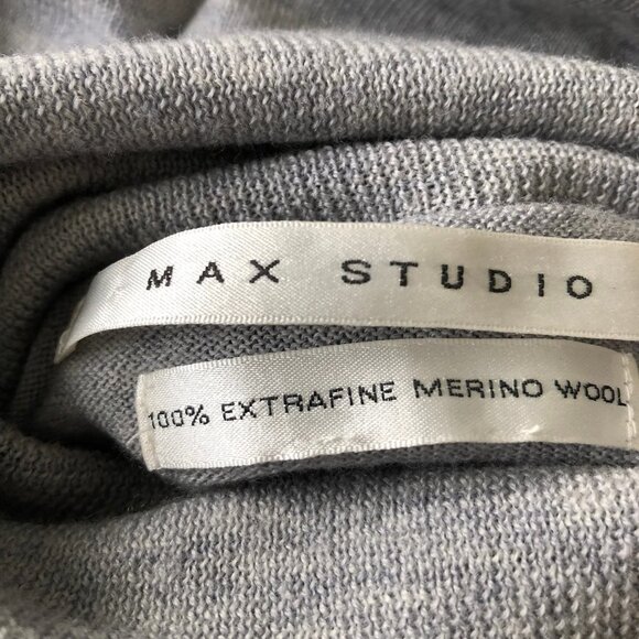 Max Studio Extra Fine Merino Wool Lg Slv Turtleneck Sweater Heather Gray Sz XS - Picture 10 of 12